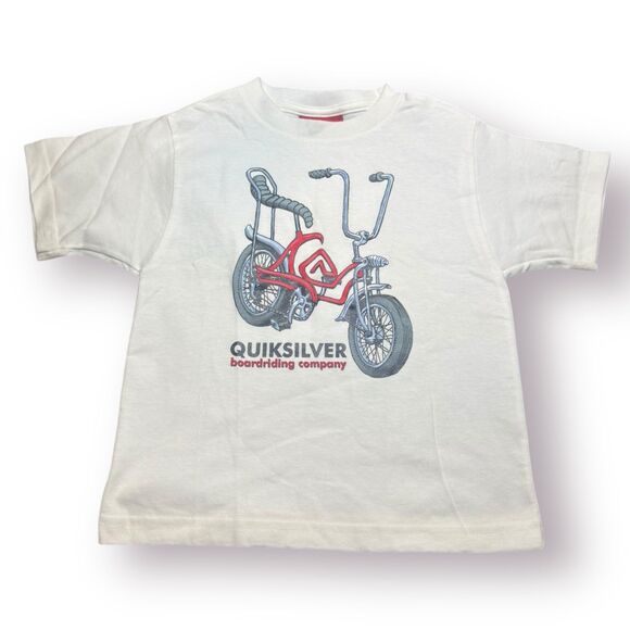 Quiksilver White Bicycle T-Shirt‎ Size 3T 100% Cotton Retro Vintage - Picture 1 of 3